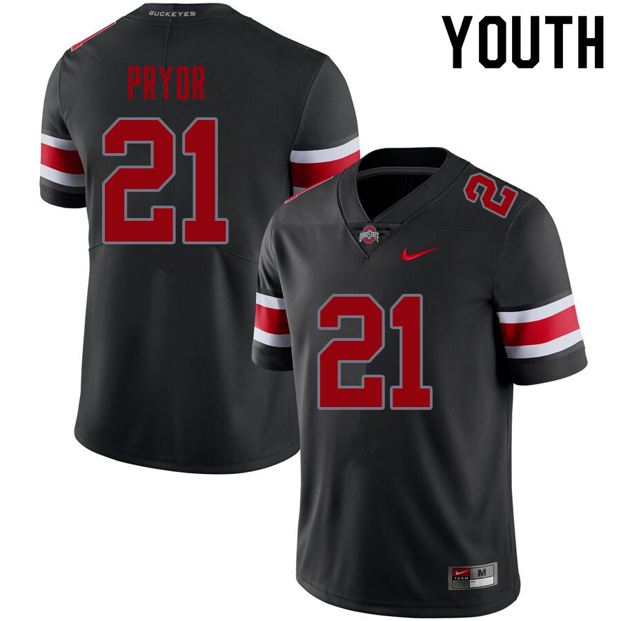 Ohio State Buckeyes Evan Pryor Youth #21 Blackout Authentic Stitched College Football Jersey